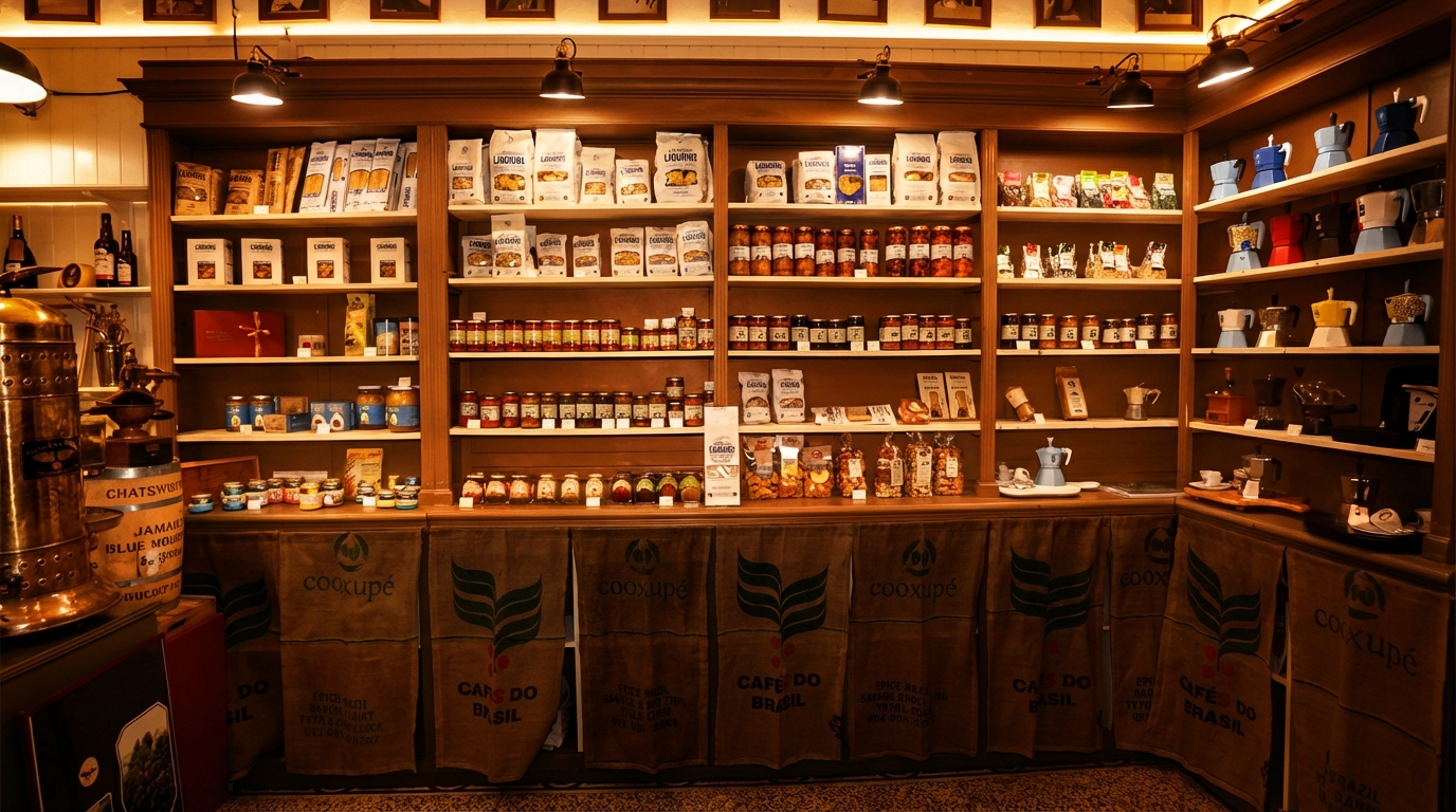 Area degustazione della bottega con attrezzature per il caff\u00e8